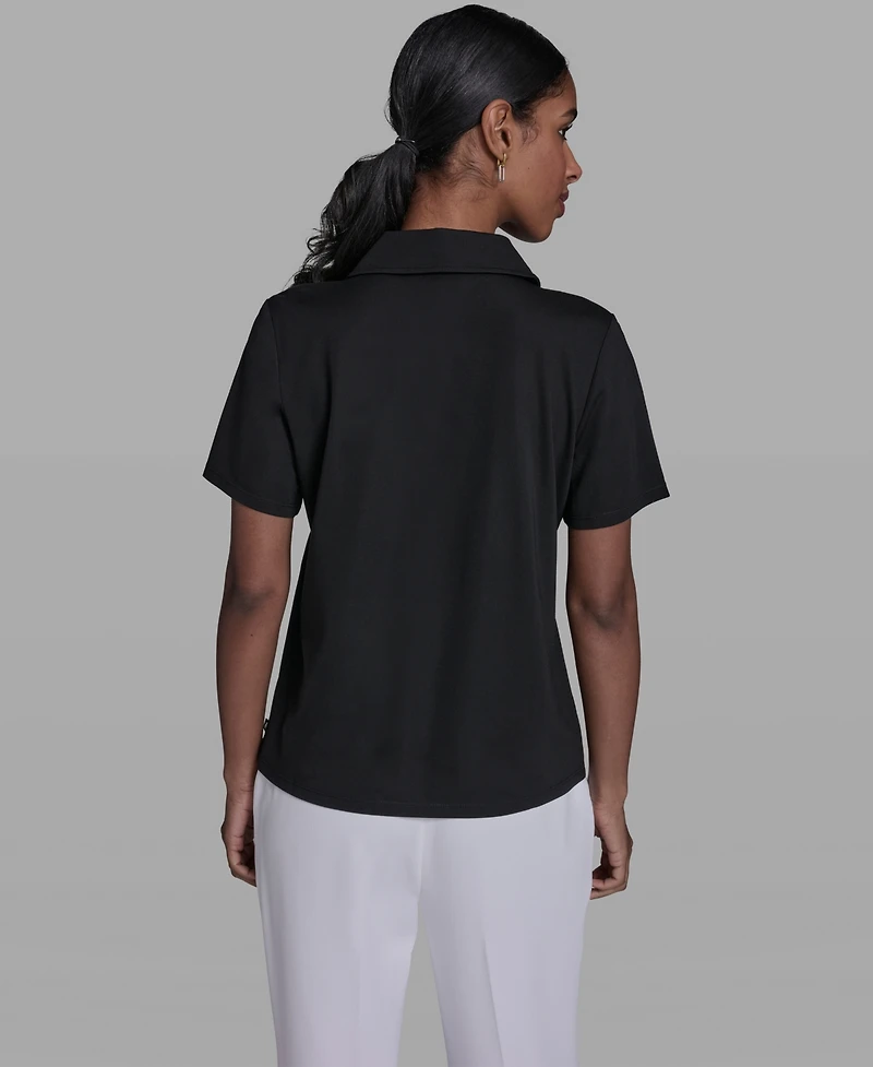 Karl Lagerfeld Paris Women's Short-Sleeve Collared Blouse