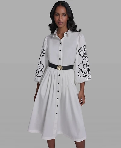 Karl Lagerfeld Paris Women's Collared Button Up Dress