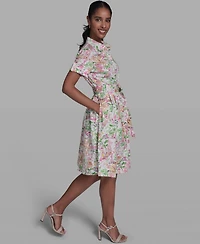 Karl Lagerfeld Paris Women's Short-Sleeve Collared Shirt Dress