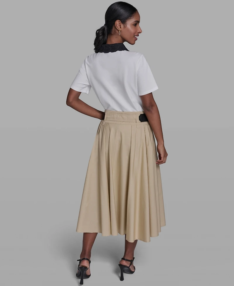Karl Lagerfeld Paris Women's Collared Short-Sleeve Blouse Top