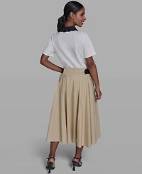 Karl Lagerfeld Paris Women's Collared Short-Sleeve Blouse Top