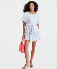 On 34th Women's Puff Sleeve Square-neck Mini Dress, Macy's Exclusive