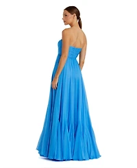 Mac Duggal Women's Strapless Chiffon Gown With Braided Belt
