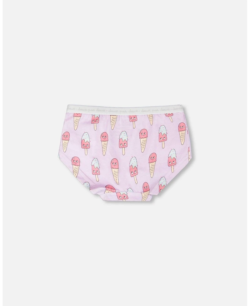 Deux par Toddler Cotton Boyshort Panty Lilac Printed Ice Creams