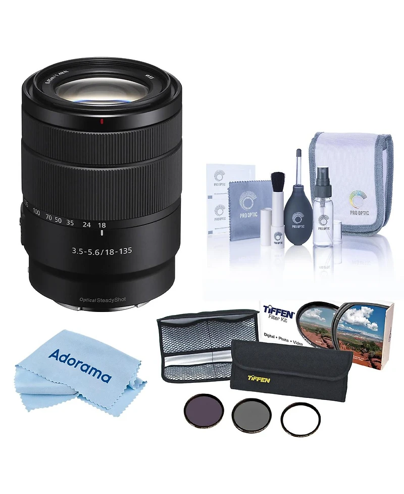 Sony E 18-135mm f/3.5-5.6 Oss Lens, Bundle with 55mm Essentials Filter Kit, Cleaning Kit and Cleaning Cloth