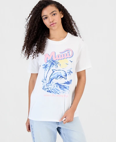 Self Esteem Juniors' Maui Dolphin Graphic Crewneck T-Shirt