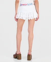Madden Girl Juniors' Scarf-Belt Eyelet-Hem Miniskirt
