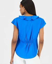 Tahari Asl Women's Ruffle-Trim Cap-Sleeve Blouse