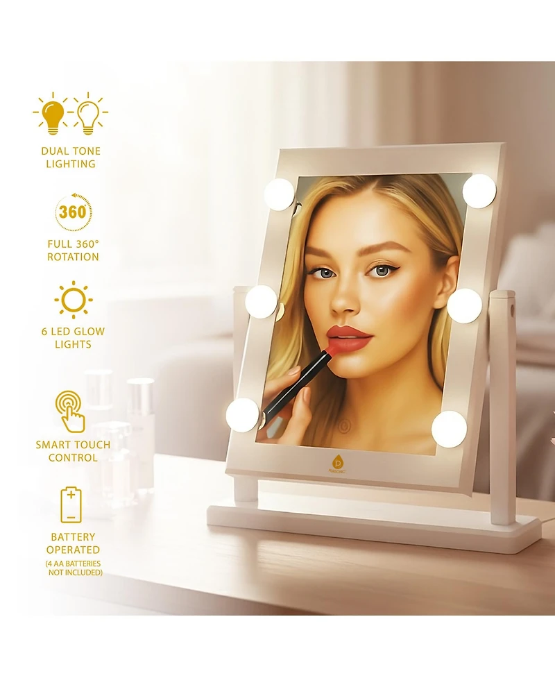 Pursonic 14" Led Hollywood Glam Mirror – Refined Brilliance Pro Lighted Makeup Mirror