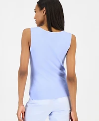 Tahari Asl Women's V-Neck Sleeveless Ribbed-Knit Top
