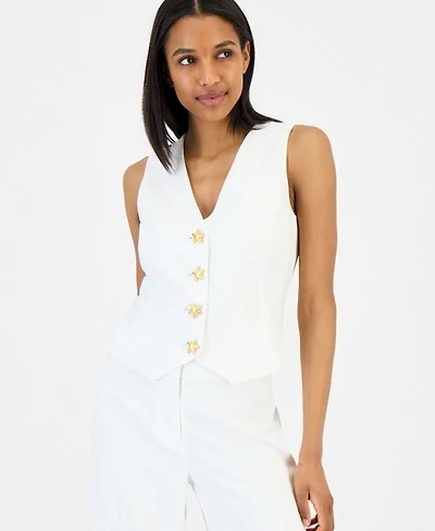 Tahari Asl Women's Starfish-Button Vest