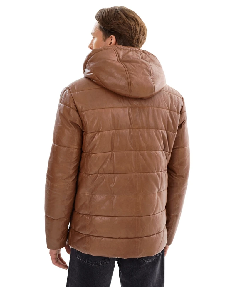 Regency Leathers Men's Clifton 3/4 Puffy with Hood Lamb Largo