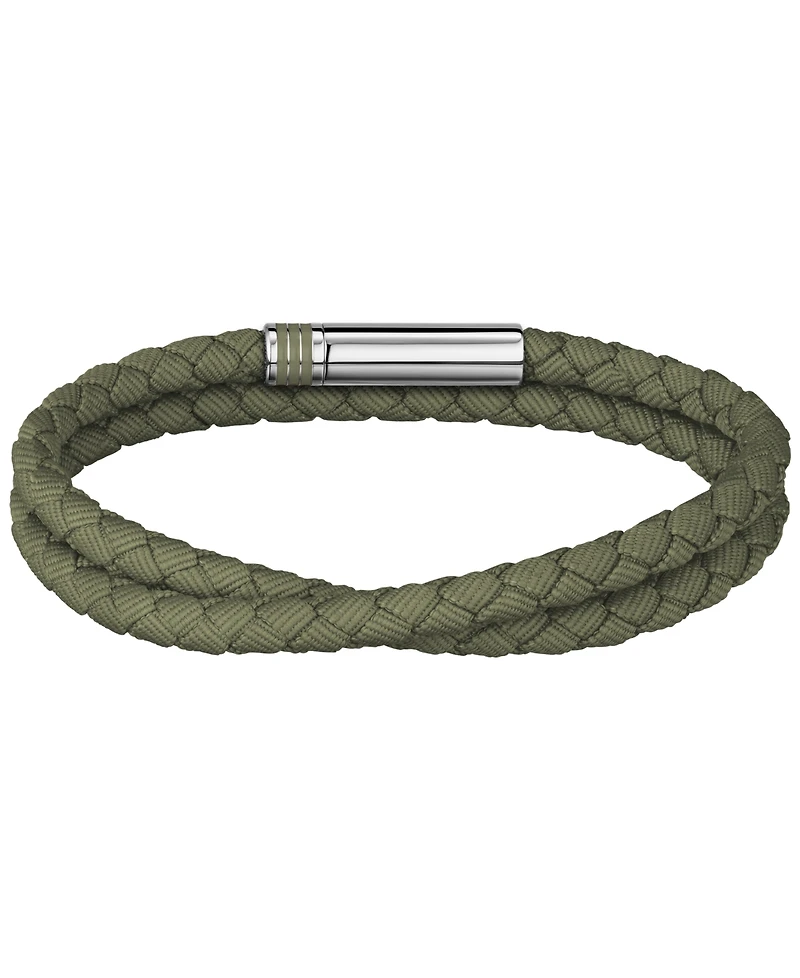 Hugo Boss Men Ares Summer Stainless Steel Green Nylon Cord Bracelet