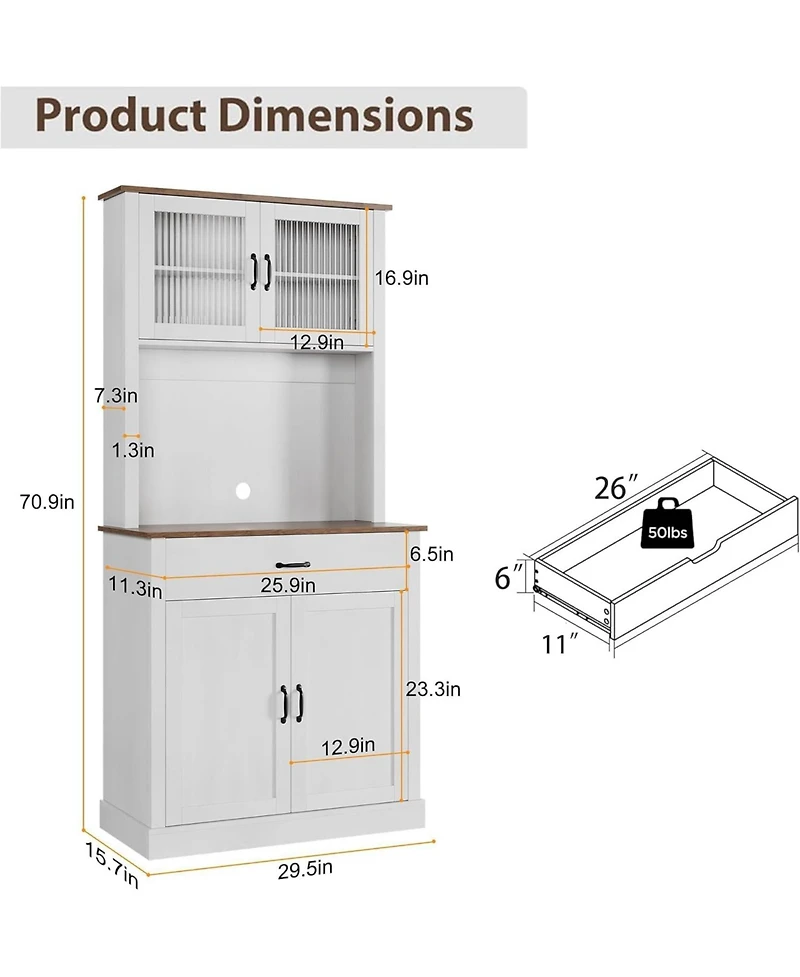 gaomon Kitchen Pantry Cabinet with Microwave Stand