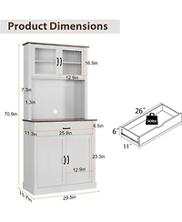 gaomon Kitchen Pantry Cabinet with Microwave Stand