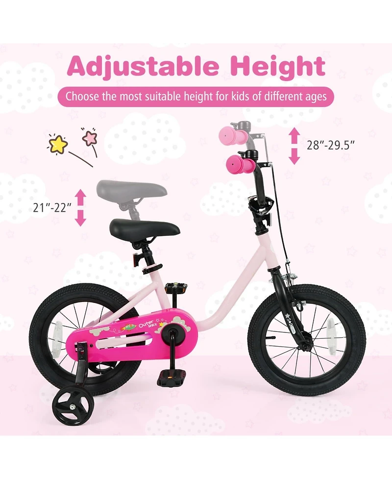 Kids Bike for 3-7 Years Old Boys and Girls 14 Inch Children Bicycle-Pink 14 Inch