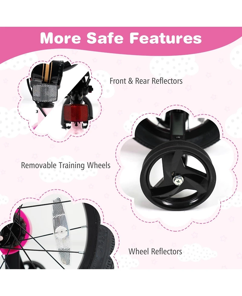 Kids Bike for 3-7 Years Old Boys and Girls 12 Inch Children Bicycle-Pink 12 Inch