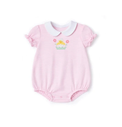 Florence Eiseman Baby Girl Stripe Knit Romper With Flowers & Chick