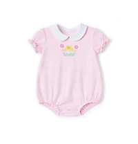 Florence Eiseman Baby Girl Stripe Knit Romper With Flowers & Chick