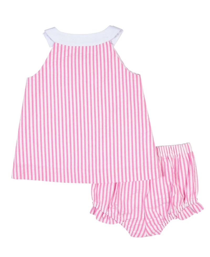 Florence Eiseman Baby Girl Seersucker Dress & Bloomer With Strawberries