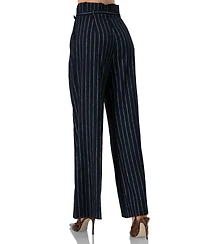 Ivonne Women's Striped Wide-Leg Trousers with Belt