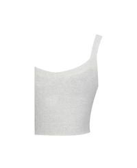 Miss Circle Women's Selene White Wool-Blend Ribbed Knit V-Neck Top