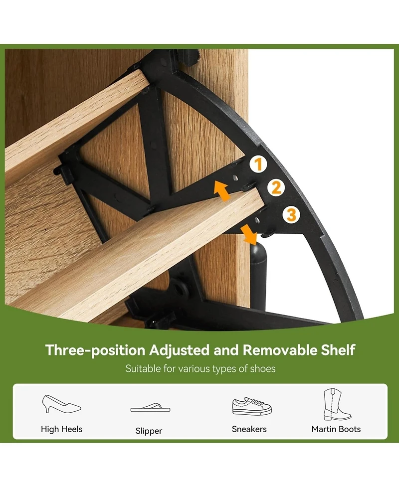 gaomon Rattan Shoe Storage Cabinet with 4 Flip Drawers, Freestanding Organizer Adjustable Shelves for Entryway, Narrow Rack Cabinet,