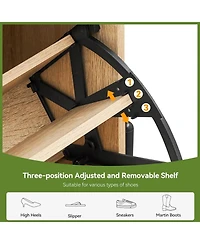 gaomon Rattan Shoe Storage Cabinet with 4 Flip Drawers, Freestanding Organizer Adjustable Shelves for Entryway, Narrow Rack Cabinet,