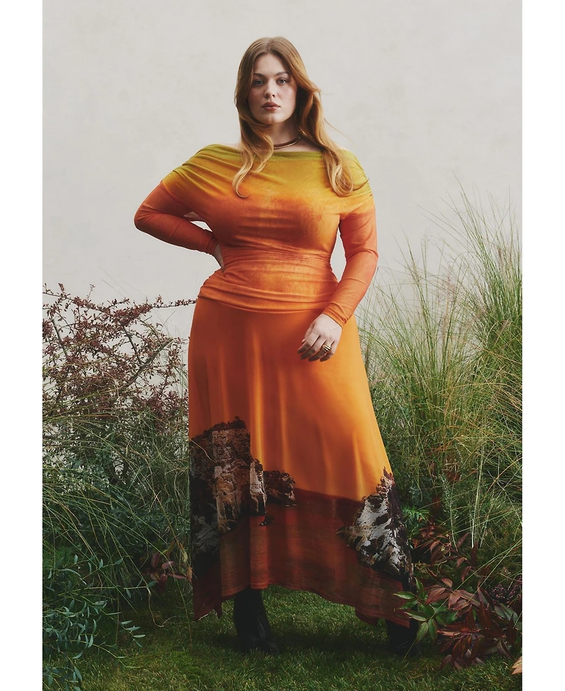 Eloquii Women's Plus Photo Real Mesh Dress