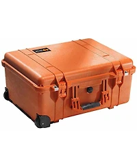 Pelican 1560 Watertight Hard Case with Cubed Foam Interior & Wheels - Orange with pelican 1569 lid organizer f/1560