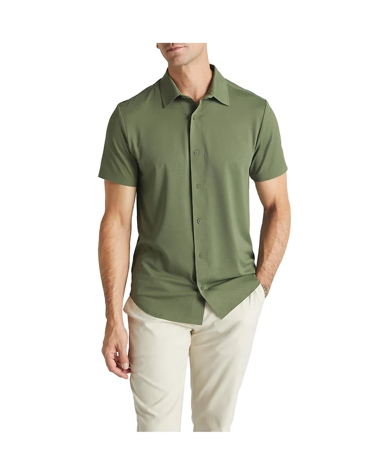 Level 7 Men's Office-Leisure Collection Button Front Seamless Short Sleeve Shirt