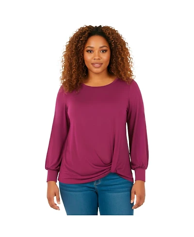 Avenue Women's Scoop Neck Knot Hem Top