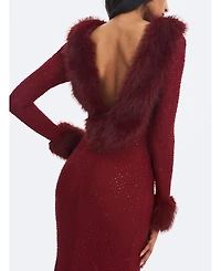 Miss Circle Women's Rhinestone Mesh Low Back Mermaid Gown