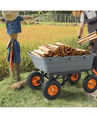 Sugift Heavy-Duty Dump Cart with 1500 lbs Capacity & Large Wheels