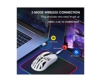 Risokeys Tri-Mode Wireless Gaming Mouse, Hollow Cooling Design,10000 Dpi Adjustable, 1000Hz Polling Rate, BT5.3+2.4G+Wired