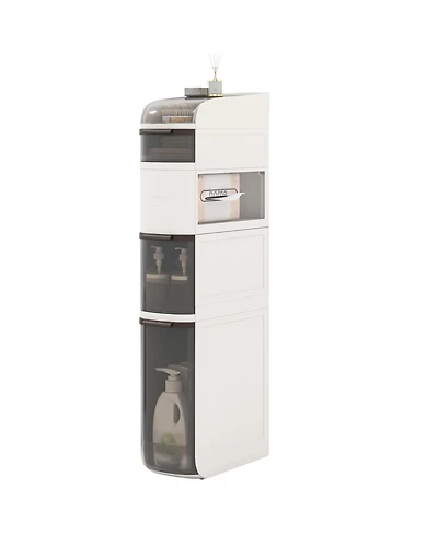 Volenca 5-Tier Narrow Bathroom Storage Cabinet with Drawers and Tissue Box Holder