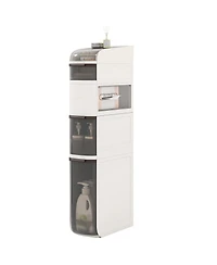 Volenca 5-Tier Narrow Bathroom Storage Cabinet with Drawers and Tissue Box Holder