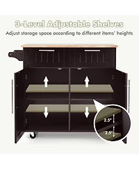 Kitchen Islands Rolling Island Cart Storage Trolley with Towel Rack and Drawer