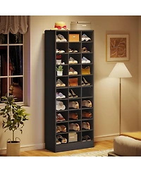 Tribesigns 10-Tier Wooden Shoe Storage Cabinet with 30 Cubbies, Freestanding Tall Rack Organizer