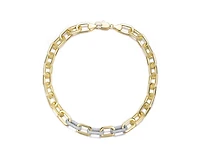 Rachel Glauber Modern Two-Tone Gold Plated Pave-set Cz Link Necklace