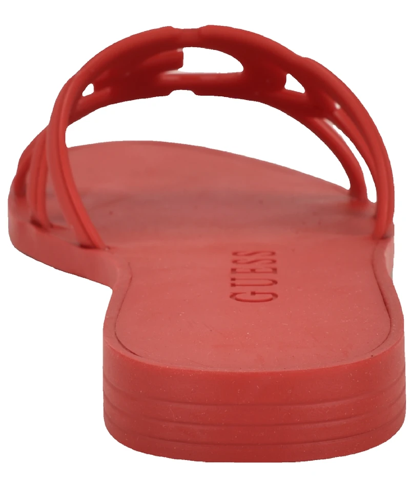 Guess Women's Elyho Logo Cutout Flat Jelly Sandals