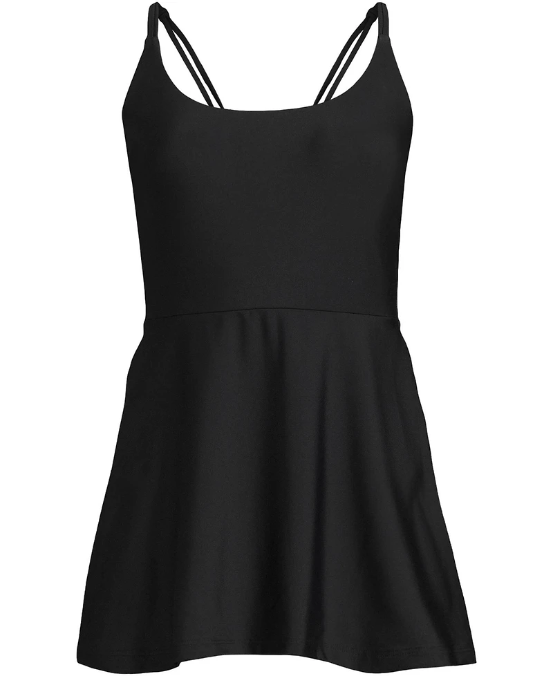 Lands' End Women's Tugless QuickDry Strappy Back Mini Swim Dress