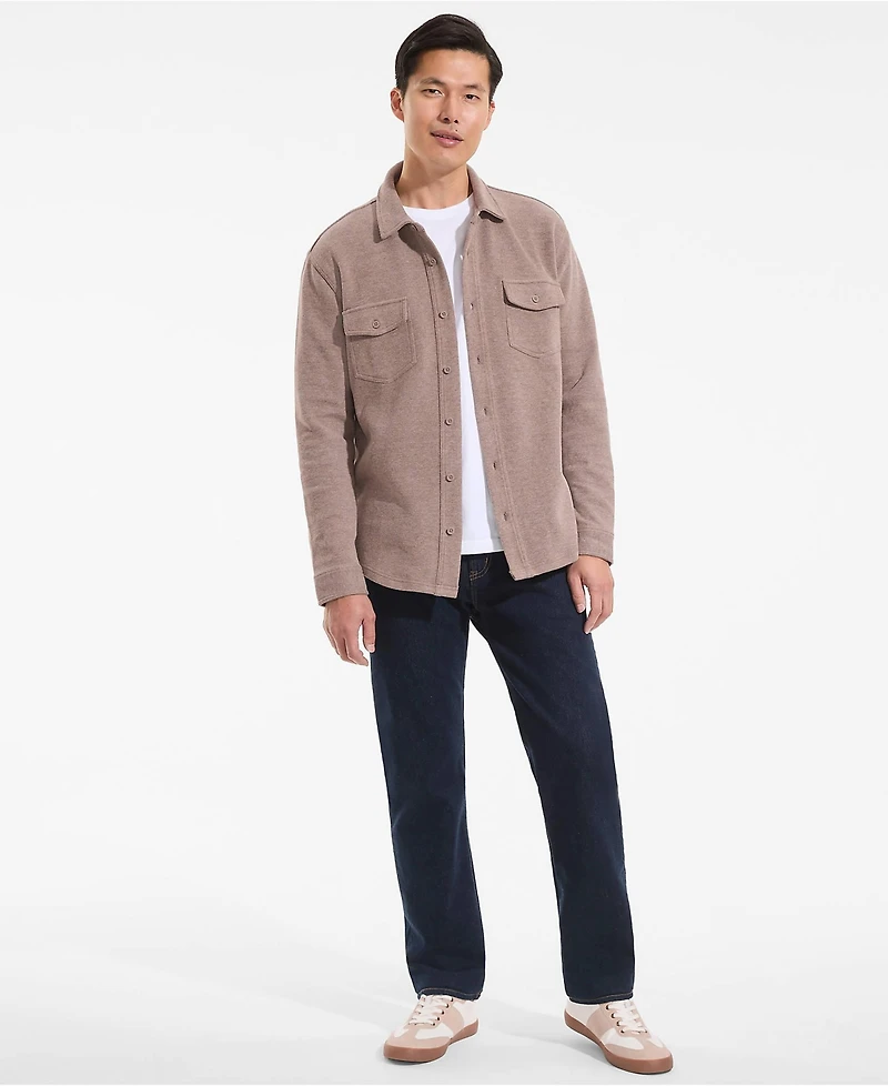 Lands' End Men's Long Sleeve Bedford Button Through Utility Overshirt