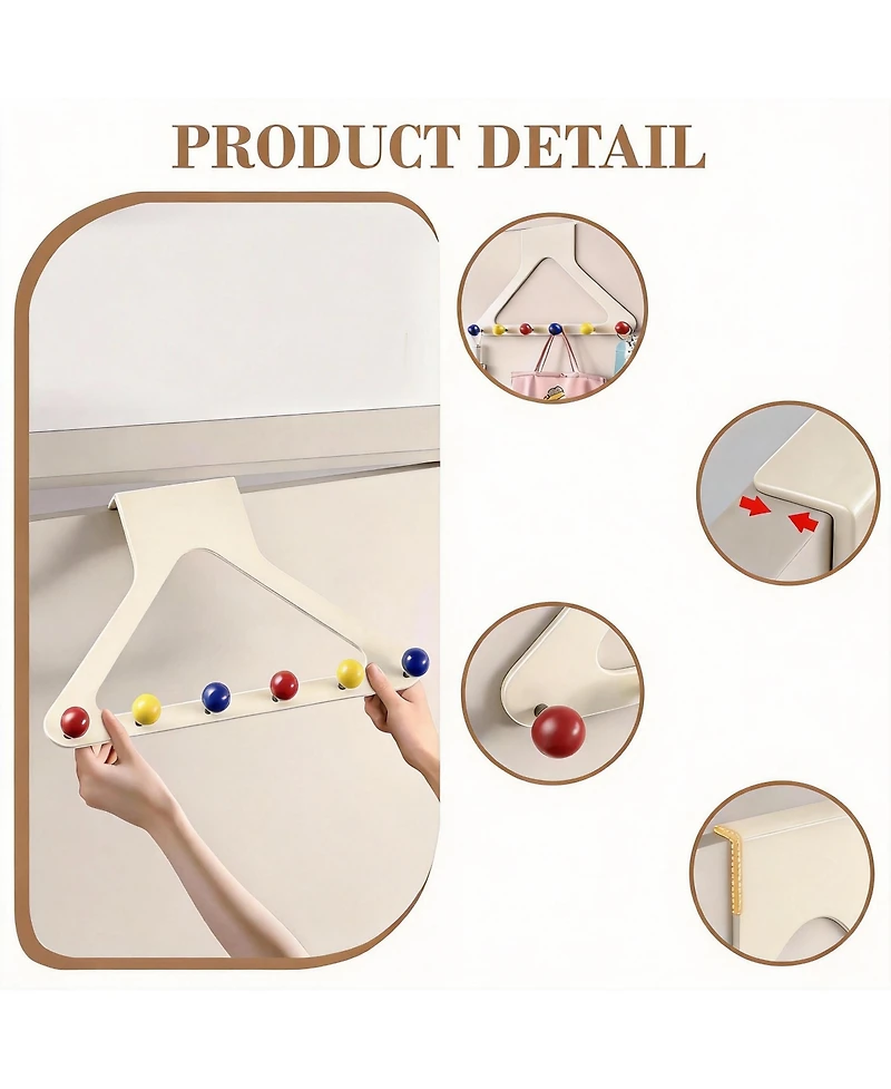 Yigii Vibrant No-Drill Over Door Hooks, 6 hook, No Drill, 10.6" Height, Silent, Secure, Damage-Free