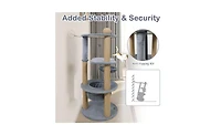 Aostirmotor 47-Inch Cat Tower with Scratching Posts, Multi-Level Cat Tree for Relaxation and Play, Light Grey