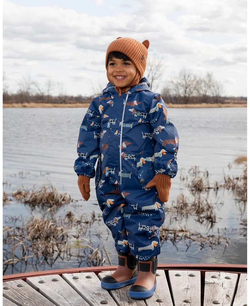 Deux par Baby Boys Mid-Season One-Piece Outerwear with Hat Dog Print