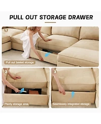 Boyel Living 2-Seater Sofa with Pull-Out Storage Drawers Under Each Seat Wraparound Back and Arm Cushions