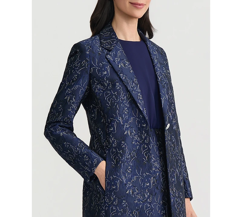 Kasper Women's Metallic Jacquard Long Jacket