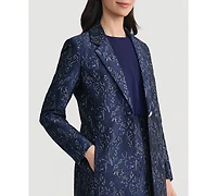 Kasper Women's Metallic Jacquard Long Jacket