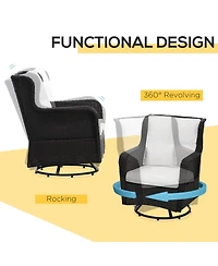 Outsunny Patio Bistro Set, Rocking & 360° Rotation, Porch Furniture,